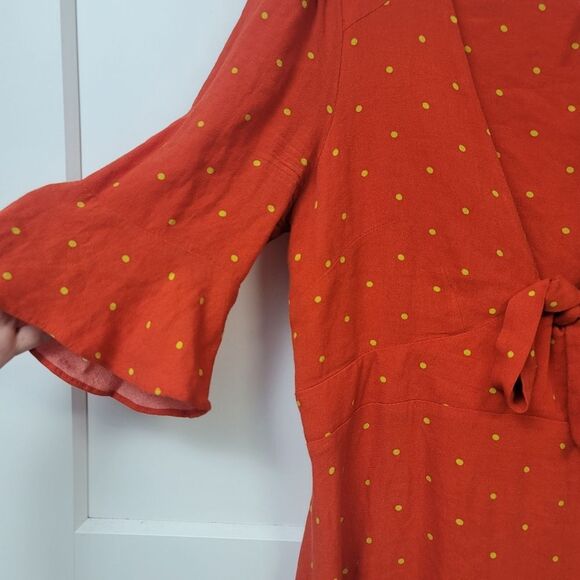 Free People All Yours Orange Polka Dot Mini Dress, Small - Picture 7 of 9